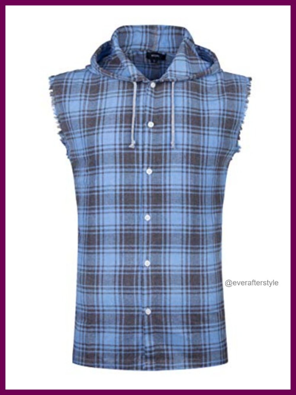 Mens Sleeveless Flannel Shirt Cotton Plaid Hooded Vest